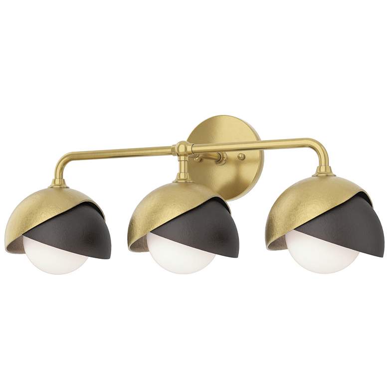 Image 1 Brooklyn 3-Light Double Shade Sconce - Modern Brass - Bronze - Opal Glass