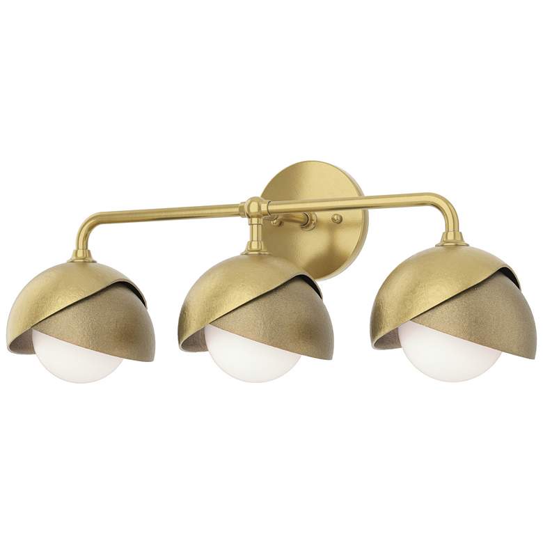 Image 1 Brooklyn 3-Light Double Shade Sconce - Modern Brass - Gold - Opal Glass
