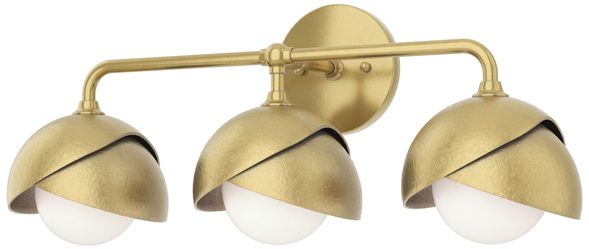 Brooklyn 3-Light Double Shade Sconce Modern Brass Opal Glass Made to Order