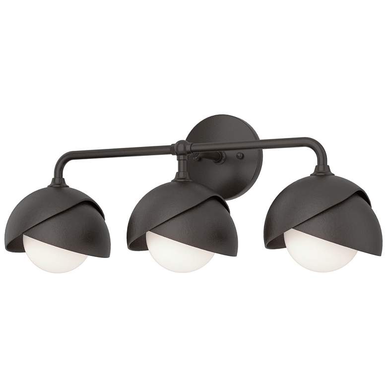 Image 1 Brooklyn 3-Light Double Shade Sconce - Oil Rubbed Bronze - Opal Glass