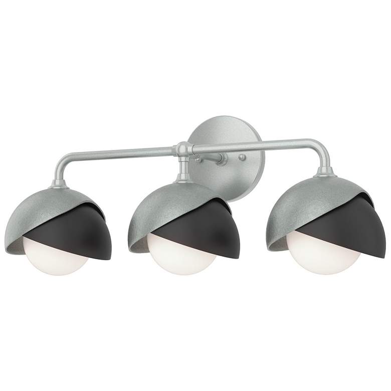 Image 1 Brooklyn 3-Light Double Shade Sconce - Platinum - Black - Opal Glass