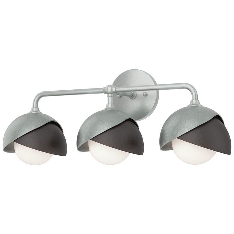 Image 1 Brooklyn 3-Light Double Shade Sconce - Platinum - Bronze - Opal Glass