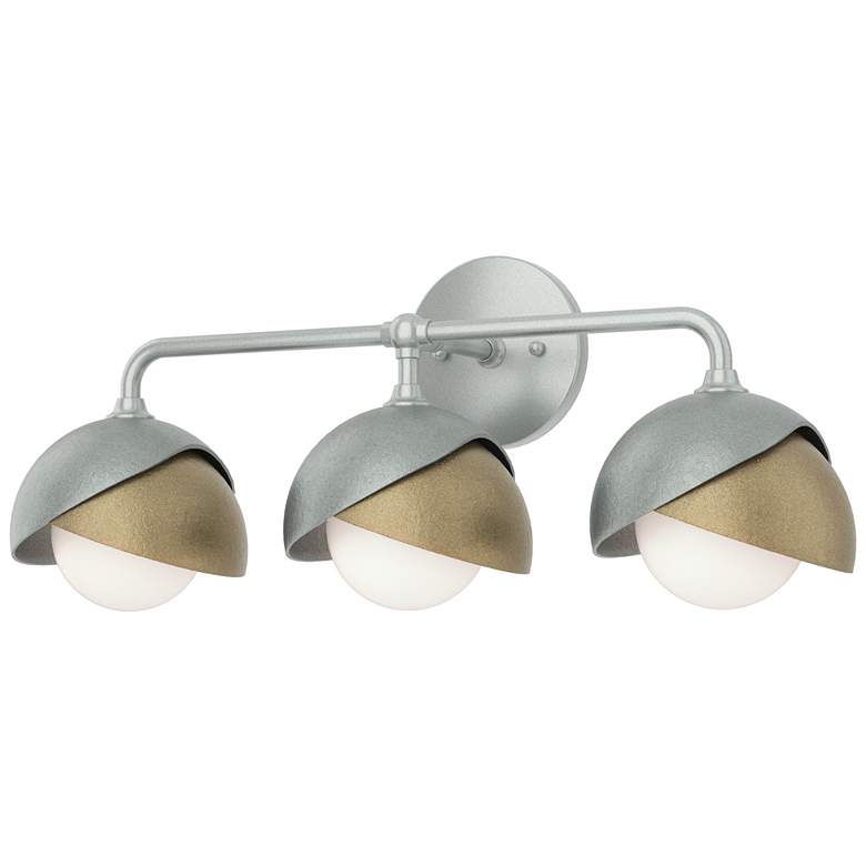 Image 1 Brooklyn 3-Light Double Shade Sconce - Platinum - Gold - Opal Glass