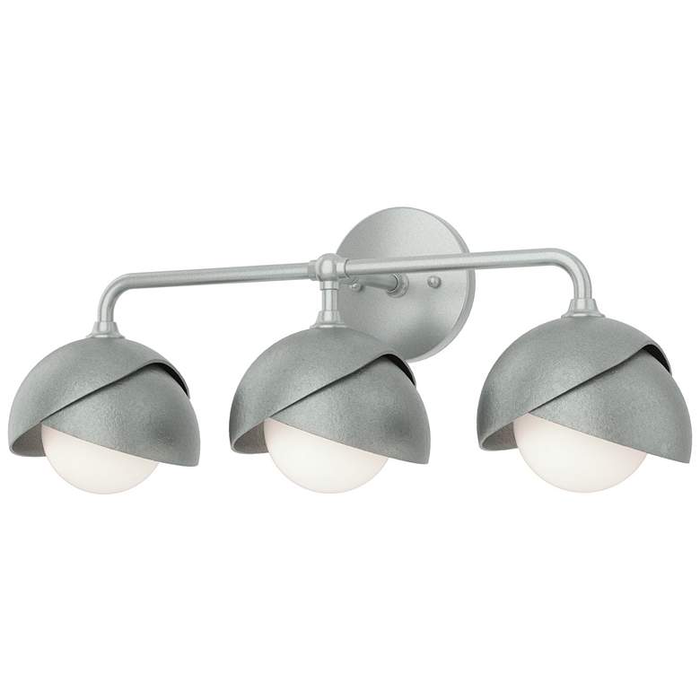 Image 1 Brooklyn 3-Light Double Shade Sconce - Platinum - Opal Glass