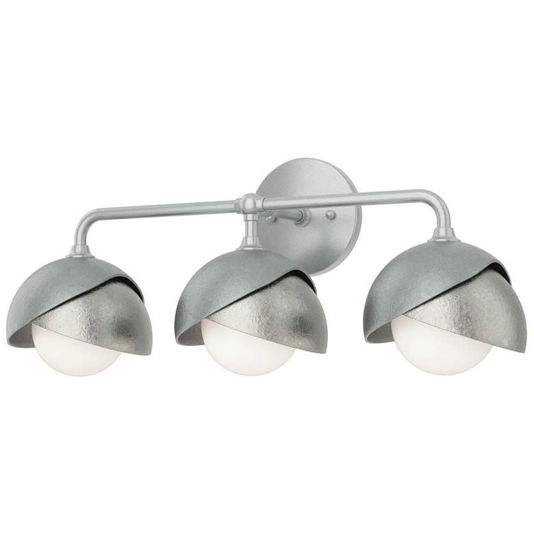 Image 1 Brooklyn 3-Light Double Shade Sconce - Platinum - Sterling - Opal Glass