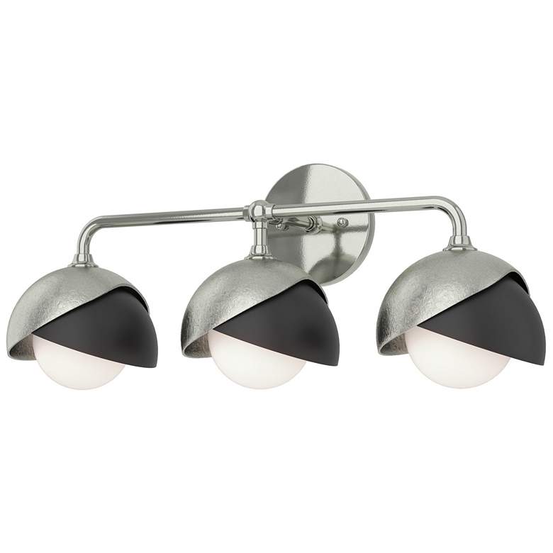 Image 1 Brooklyn 3-Light Double Shade Sconce - Sterling - Black - Opal Glass