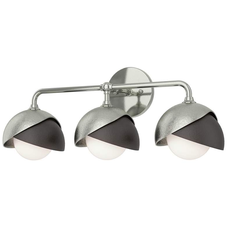 Image 1 Brooklyn 3-Light Double Shade Sconce - Sterling - Bronze - Opal Glass