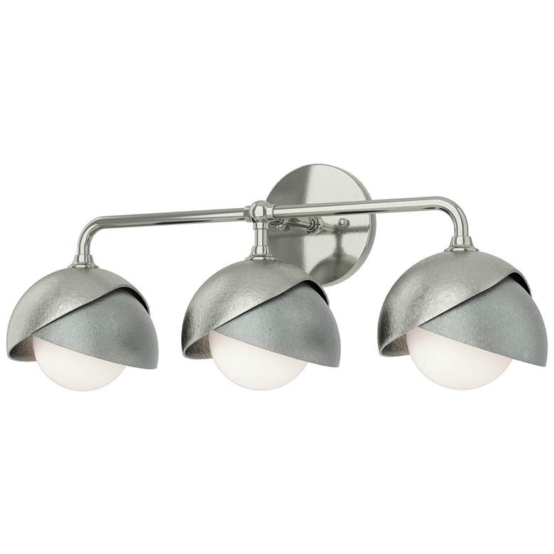 Image 1 Brooklyn 3-Light Double Shade Sconce - Sterling - Platinum - Opal Glass