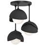 Brooklyn 3-Light Double Shade Semi-Flush - Black - Black - Opal Glass