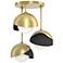 Brooklyn 3-Light Double Shade Semi-Flush - Brass - Black - Opal Glass
