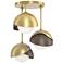 Brooklyn 3-Light Double Shade Semi-Flush - Brass - Bronze - Opal Glass