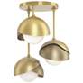 Brooklyn 3-Light Double Shade Semi-Flush - Brass - Gold - Opal Glass
