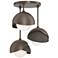 Brooklyn 3-Light Double Shade Semi-Flush - Bronze - Dark Smoke - Opal Glass