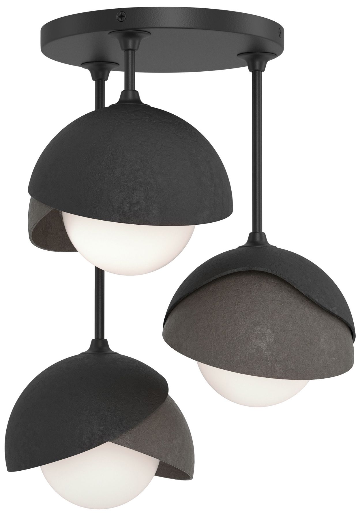 Brooklyn 3-Light Semi-Flush Black Dark Smoke Opal Glass Made to Order