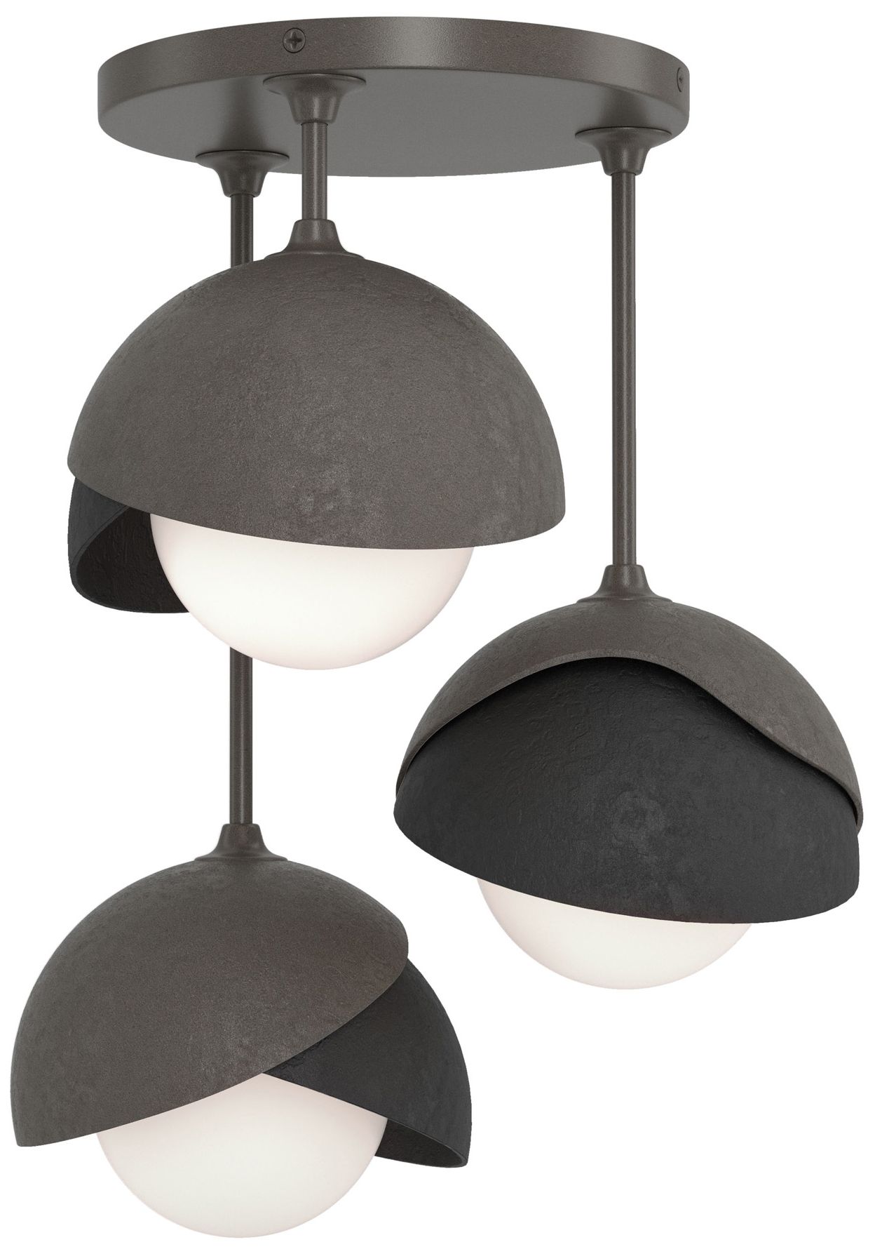 Brooklyn 3-Light Semi-Flush Dark Smoke Black Opal Glass Made to Order