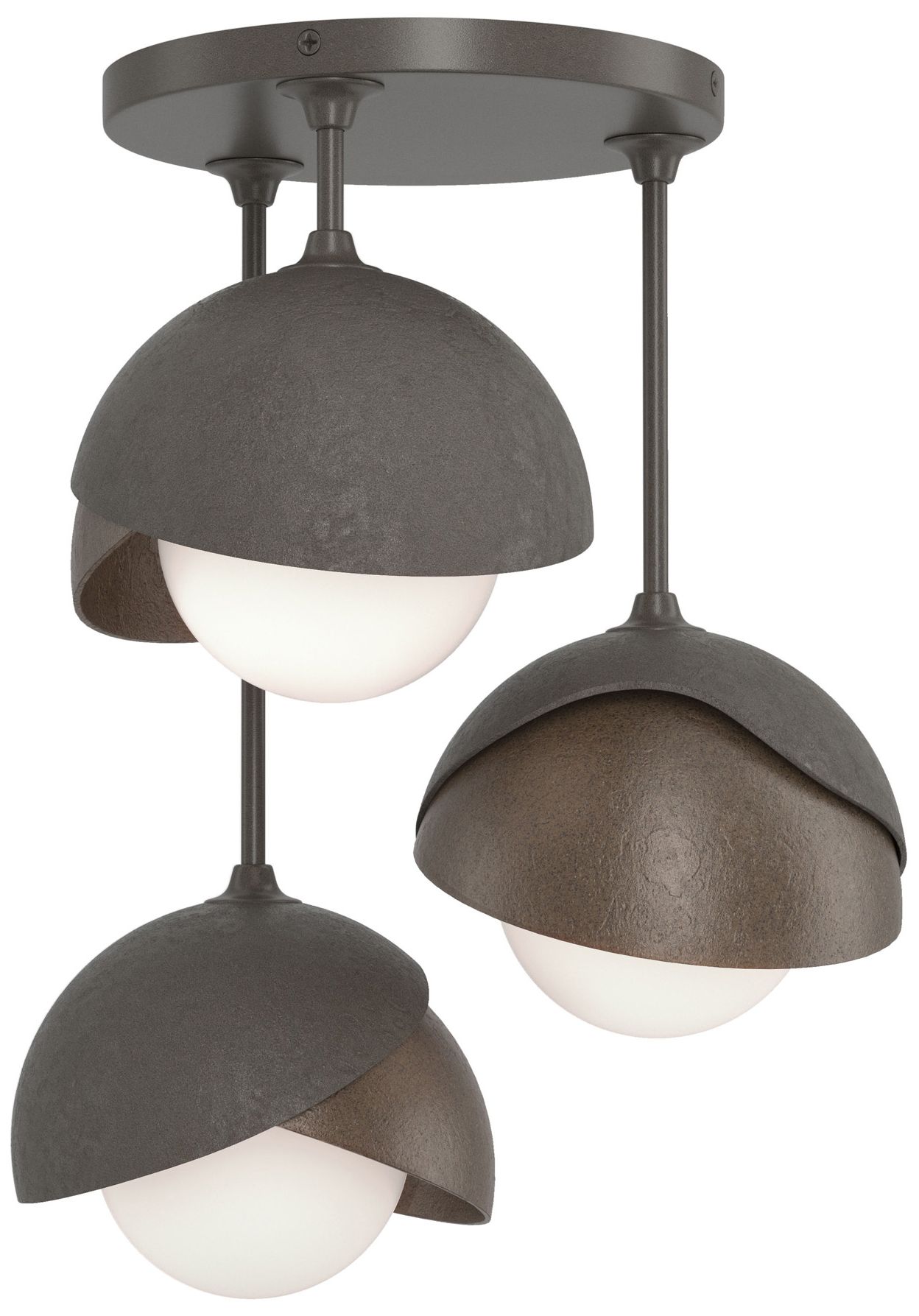 Brooklyn 3-Light Semi-Flush Dark Smoke Bronze Opal Glass Made to Order