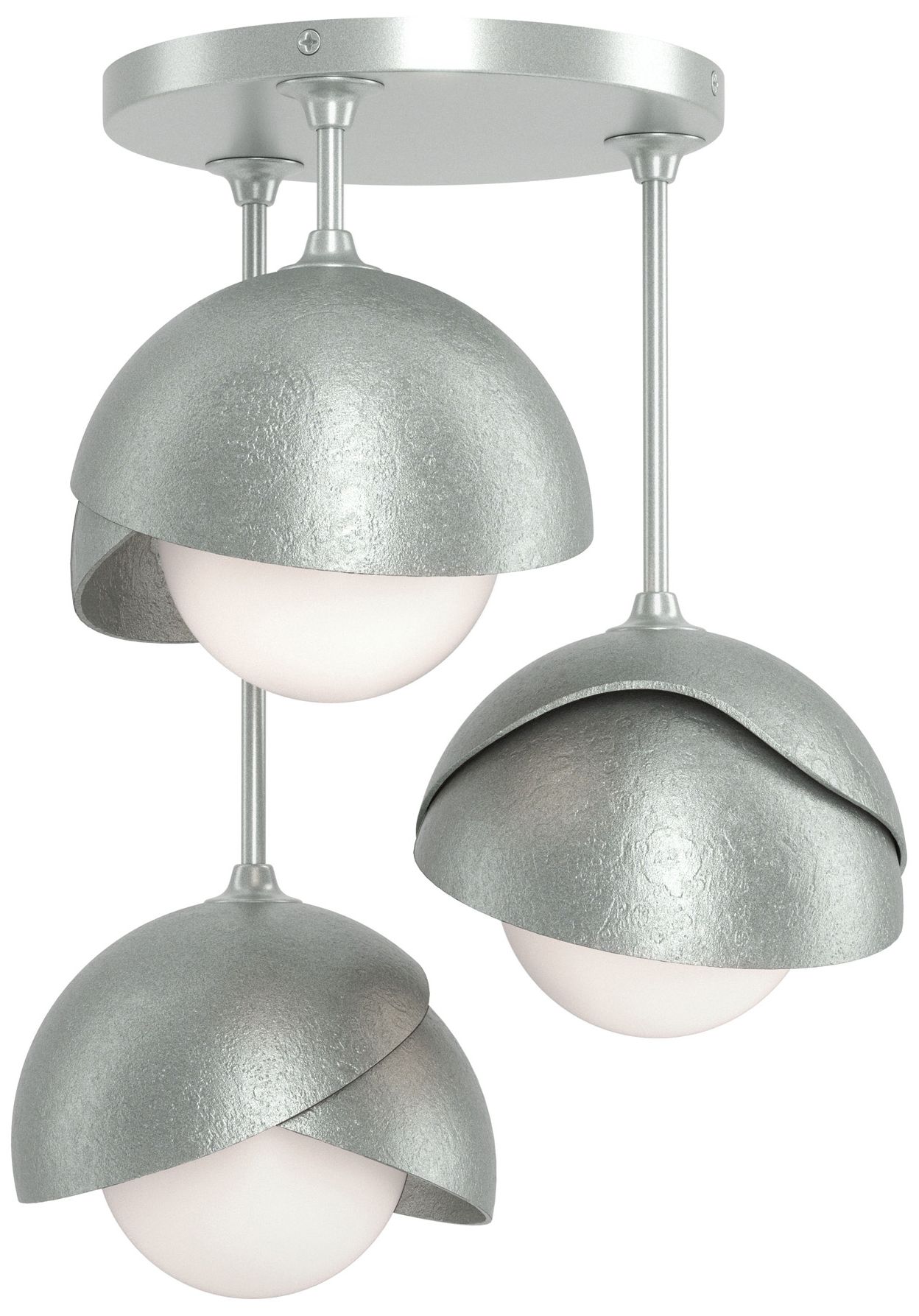 Brooklyn 3-Light Semi-Flush Platinum Platinum Opal Glass Made to Order