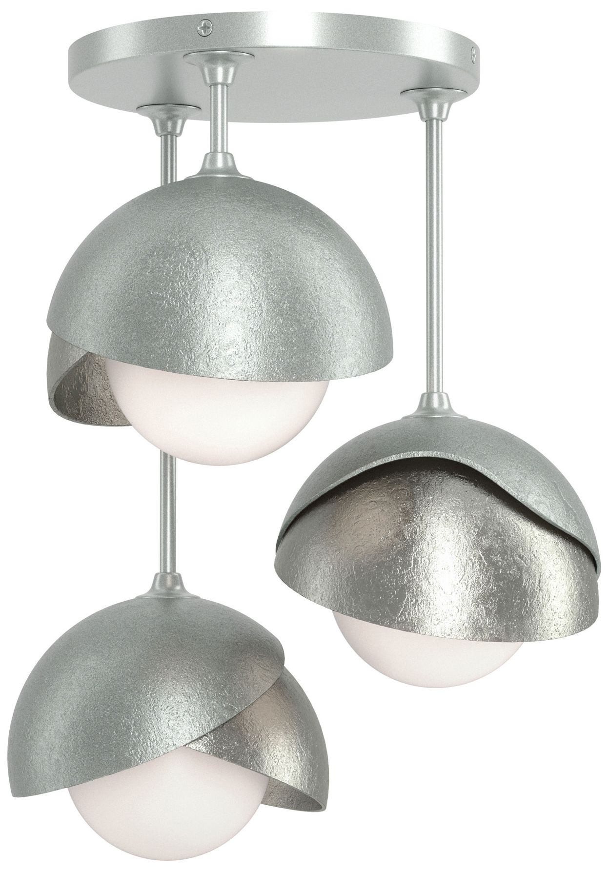 Brooklyn 3-Light Semi-Flush Platinum Sterling Opal Glass Made to Order