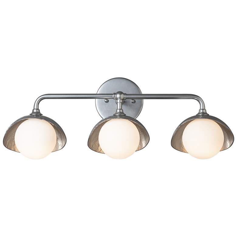 Image 1 Brooklyn 3-Light Single Shade Bath Sconce - Sterling Finish - Opal Glass