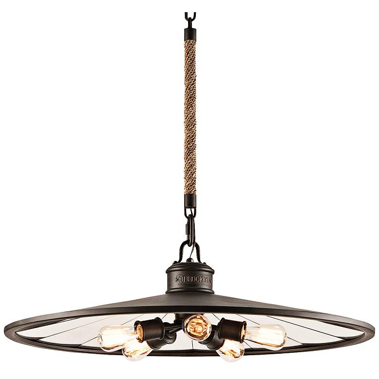 Image 1 Brooklyn 32" Wide Iron Pendant Chandelier with Rope Stem