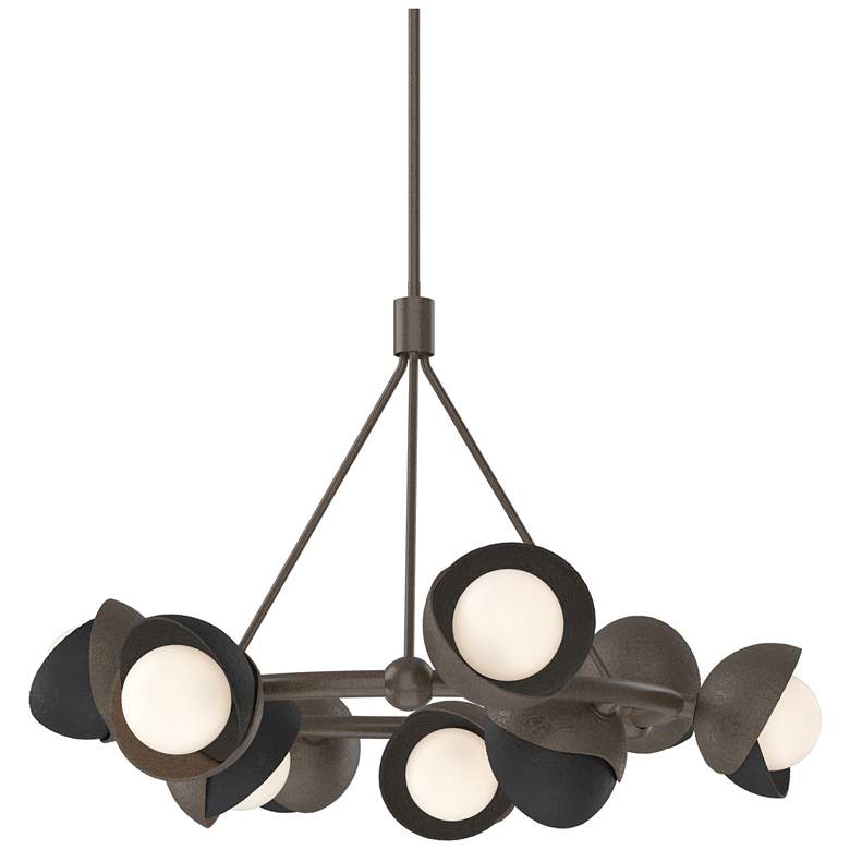 Image 1 Brooklyn 32"W 9-Light Black Accented Bronze Double Shade Ring Pendant