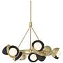 Brooklyn 32"W 9-Light Black Accented Modern Brass Double Shade Ring Pe