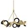 Brooklyn 32"W 9-Light Black Accented Modern Brass Double Shade Ring Pe