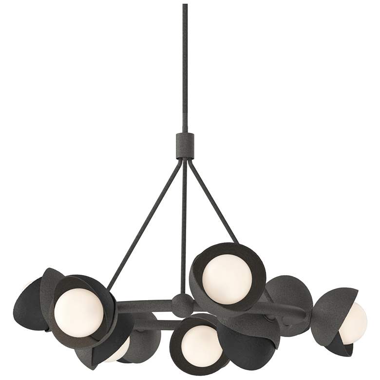 Image 1 Brooklyn 32"W 9-Light Black Accented Natural Iron Double Shade Ring Pe