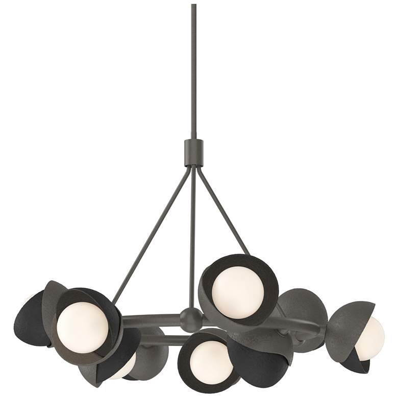 Image 1 Brooklyn 32"W 9-Light Black Accented Smoke Double Shade Ring Pendant