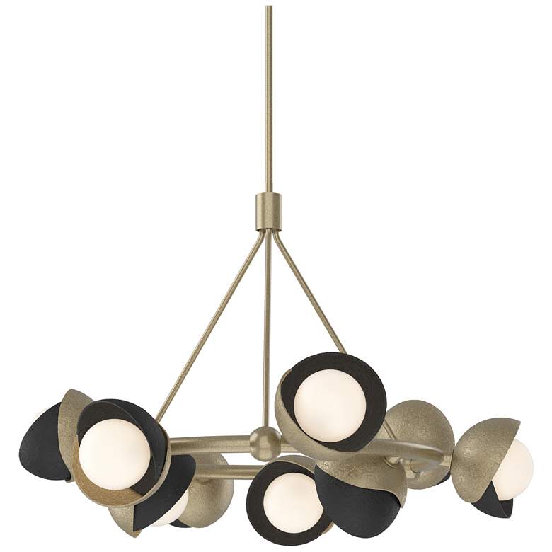 Image 1 Brooklyn 32"W 9-Light Black Accented Soft Gold Double Shade Ring Penda