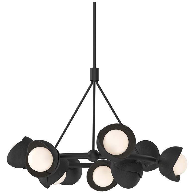 Image 1 Brooklyn 32"W 9-Light Black Double Shade Ring Pendant
