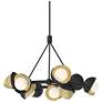 Brooklyn 32"W 9-Light Brass Accented Black Double Shade Ring Pendant