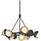 Brooklyn 32"W 9-Light Brass Accented Natural Iron Double Shade Ring Pe