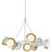 Brooklyn 32"W 9-Light Brass Accented White Double Shade Ring Pendant