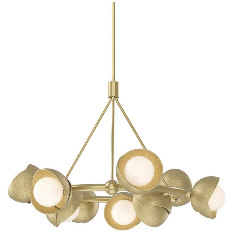 Image 1 Brooklyn 32"W 9-Light Brass Double Shade Ring Pendant