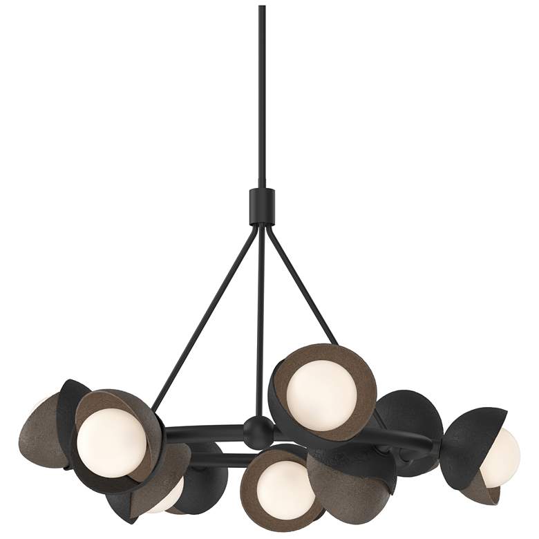 Image 1 Brooklyn 32"W 9-Light Bronze Accented Black Double Shade Ring Pendant