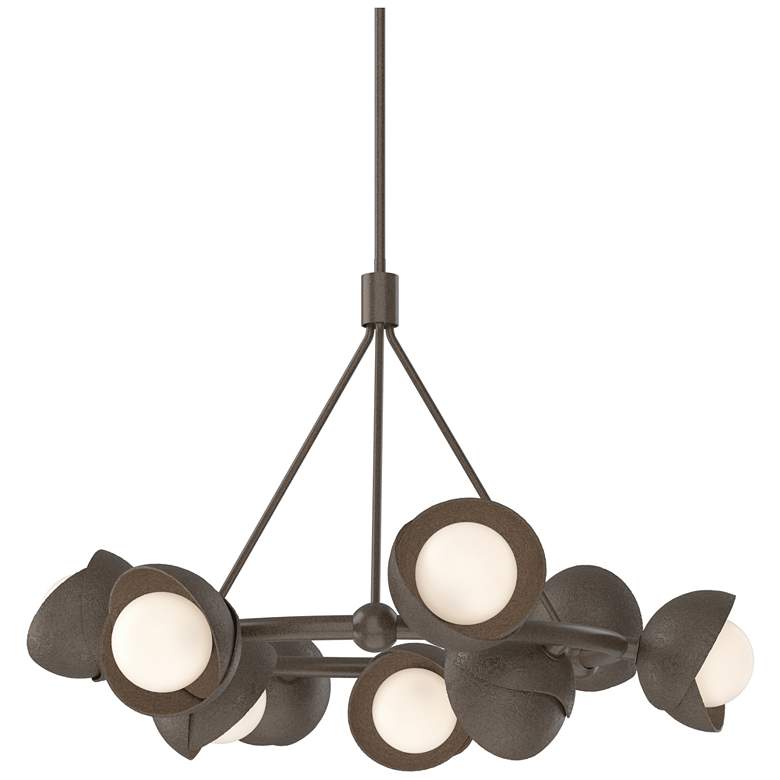 Image 1 Brooklyn 32"W 9-Light Bronze Accented Bronze Double Shade Ring Pendant