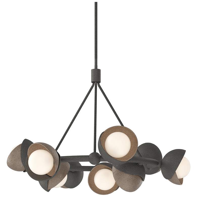 Image 1 Brooklyn 32"W 9-Light Bronze Accented Iron Double Shade Ring Pendant