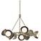 Brooklyn 32"W 9-Light Bronze Accented Soft Gold Double Shade Ring Pend