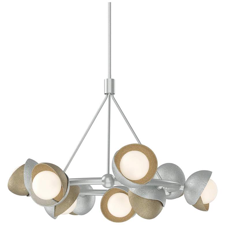 Image 1 Brooklyn 32"W 9-Light Gold Accented Platinum Double Shade Ring Pendant