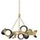 Brooklyn 32"W 9-Light Ink Accented Modern Brass Double Shade Ring Pend