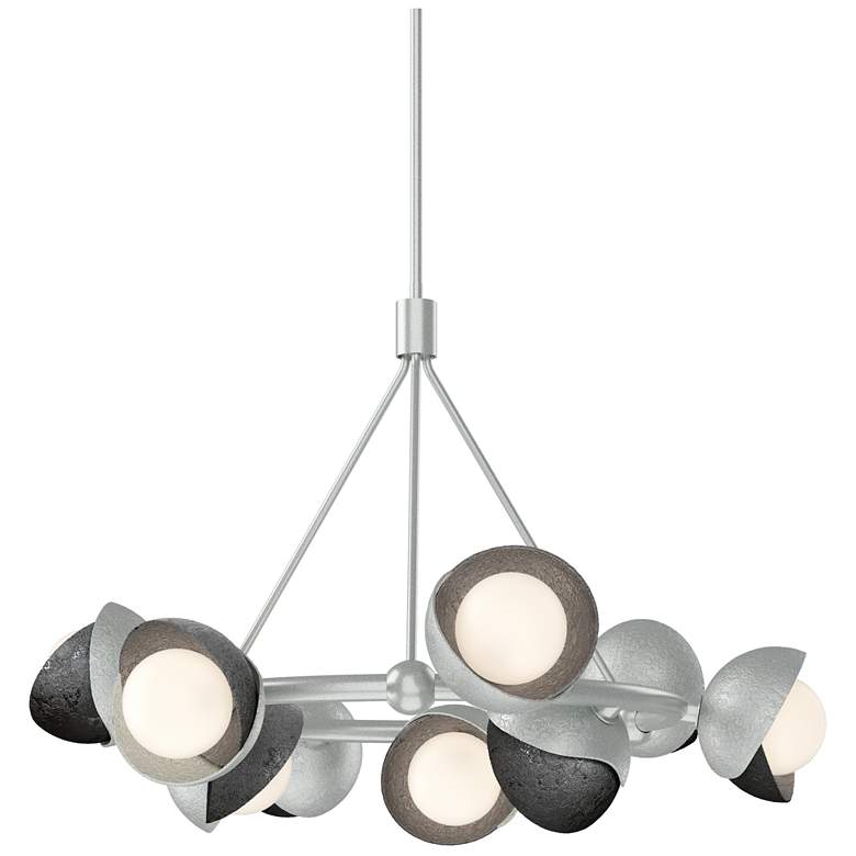 Image 1 Brooklyn 32"W 9-Light Ink Accented Platinum Double Shade Ring Pendant