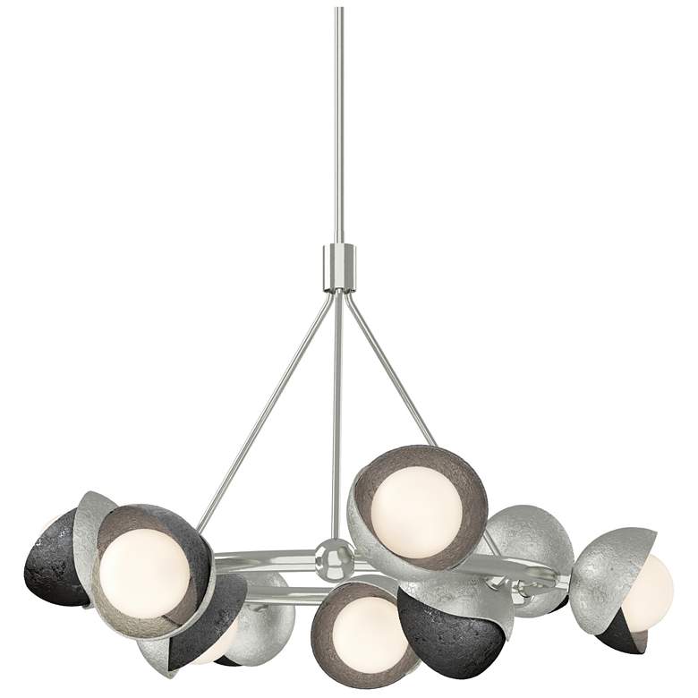 Image 1 Brooklyn 32"W 9-Light Ink Accented Sterling Double Shade Ring Pendant