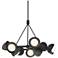Brooklyn 32"W 9-Light Iron Accented Black Ring Pendant w/ Double Opal