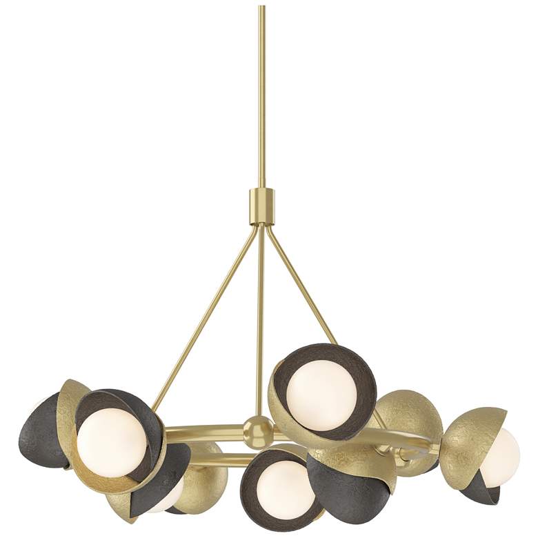 Image 1 Brooklyn 32"W 9-Light Oiled Bronze Accented Brass Double Shade Ring Pe