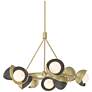 Brooklyn 32"W 9-Light Oiled Bronze Accented Brass Double Shade Ring Pe