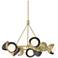 Brooklyn 32"W 9-Light Oiled Bronze Accented Brass Double Shade Ring Pe
