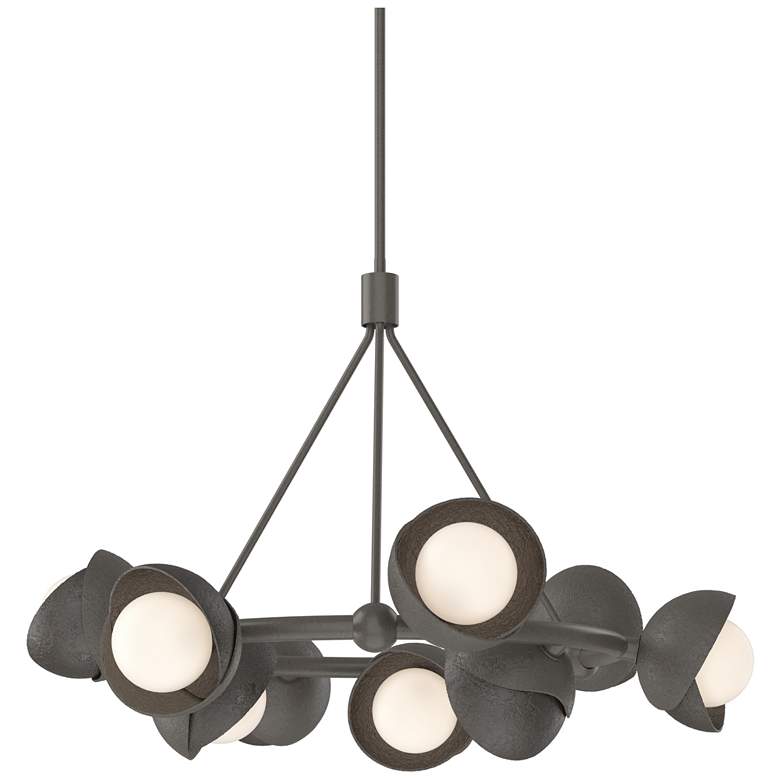 Image 1 Brooklyn 32"W 9-Light Oiled Bronze Accented Smoke Double Shade Ring Pe