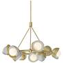Brooklyn 32"W 9-Light Platinum Accented Brass Double Shade Ring Pendan