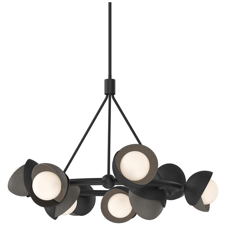 Image 1 Brooklyn 32"W 9-Light Smoke Accented Black Double Shade Ring Pendant
